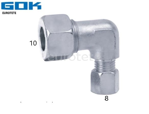 Reducer 10 mm to 8 mm L elbow curved gas installation