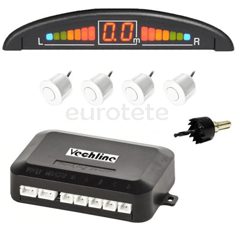 Rear parking sensor Velchine with 4 white sensors and with LCD screen  - 15937483 - Eurotete