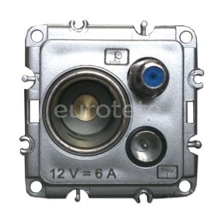 Satellite antenna socket + television socket + 12 and 120 watt lighter socket chrome motorhome 1