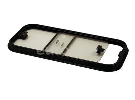 Black glass 995 x 485 mm exterior / 960 x 450 mm with 2 leaves, one with opening and the other fixed with aluminum frame  - 31612 - Eurotete