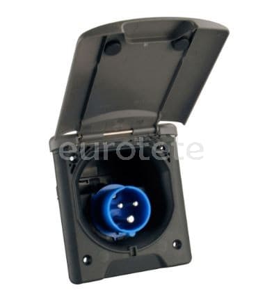 External socket IP44 black 16A 220V electricity with square top  - 8820375 - Eurotete