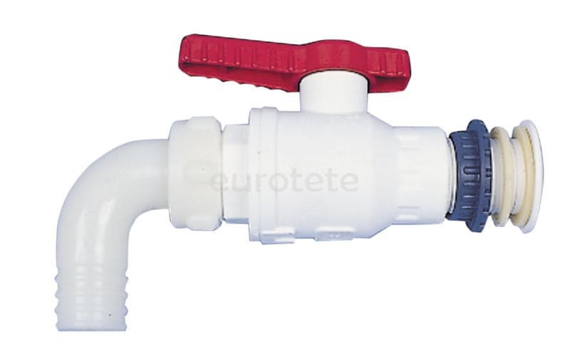 White stopcock with female thread and water pipe 30 mm camper motorhome caravane 1