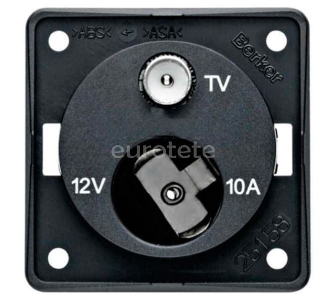 Berker TV antenna socket anthracite grey electricity 12 volts  - 83161 - Eurotete