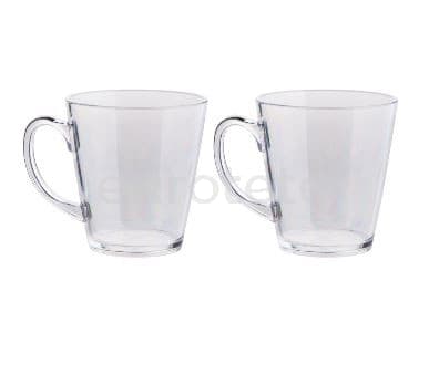 Cup 2 pieces polycarbonate for tea or transparent coffee with handle