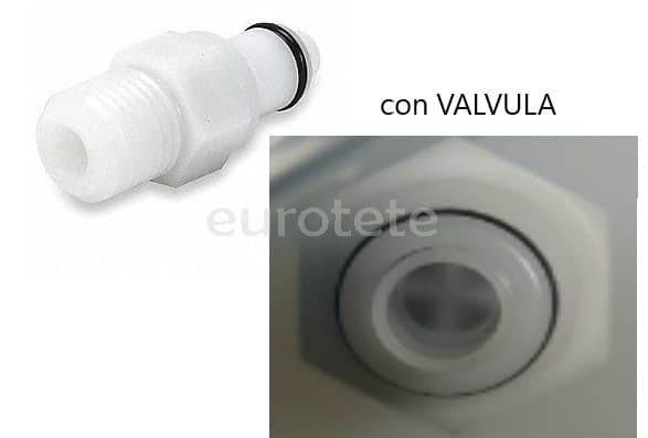 Adaptador enchufe rapido 3/8 rosca macho con valvula ducha furgoneta camper 1