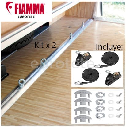 Fiamma 2 bars of 2 meters + 8 eyelets + straps Garage-Bars Premium motorhome 1